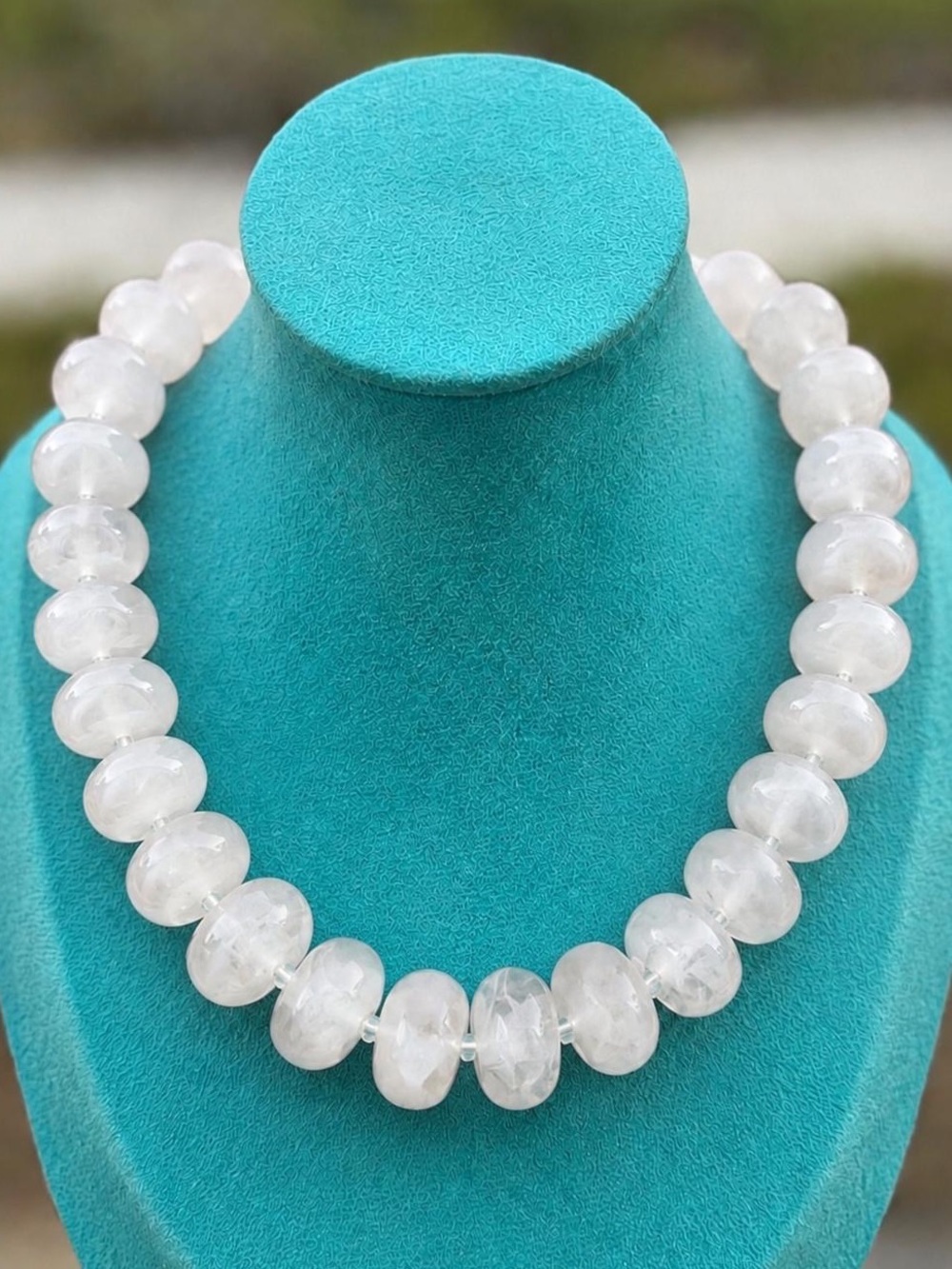 Clear White Chunky Beaded Necklace